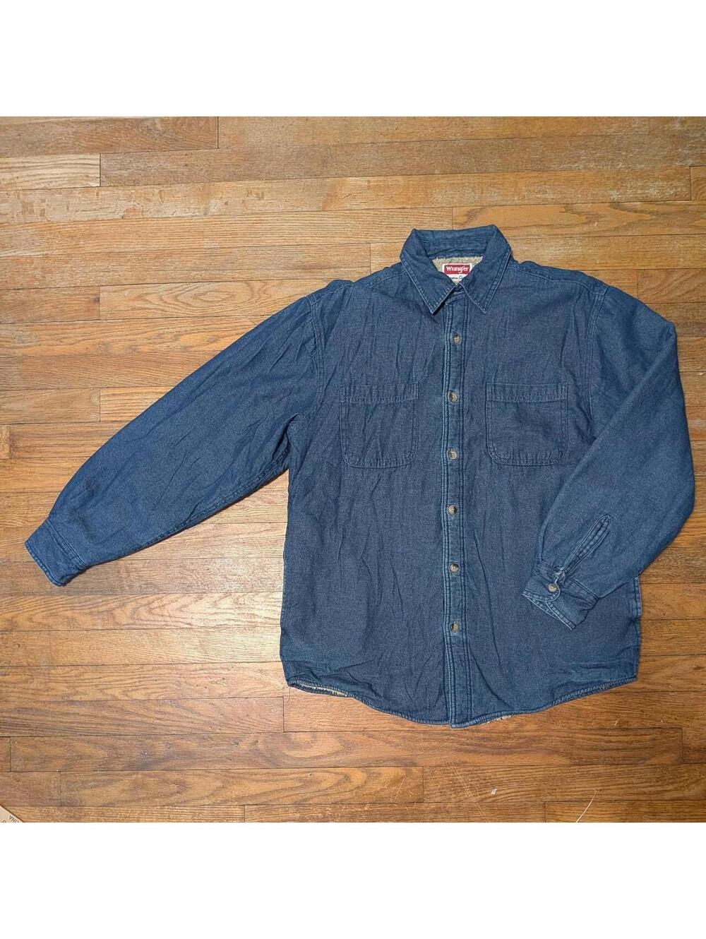 90s Y2K Wrangler Sherpa Lined Denim Chore Jacket Medium